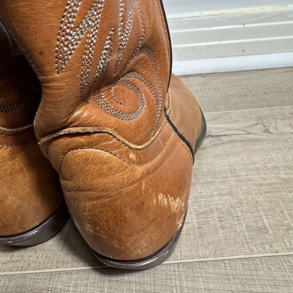 Vintage Code West Men's 8.5 USA Made Cowboy Boots Dan Post Leather Western Toe